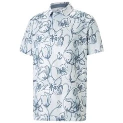 Puma Gents Cloudspun Stems Polo Shirt Bright White - Evening Sky