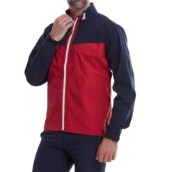 FootJoy Gents HydroLite Waterproof Jacket Navy - Red - White -FootJoy Store P 87978FJGENTSHYDROLITEJACKETNAVYREDWHITE 2 L