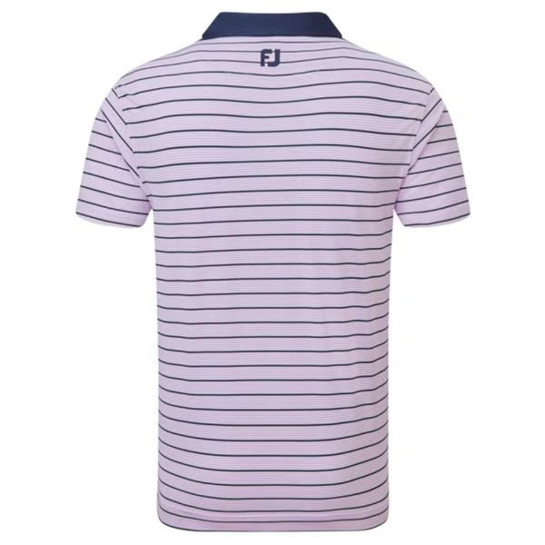 FootJoy Gents Accented Stripe Lisle Shirt Lavender - White - Navy 4 FootJoy Gents Accented Stripe Lisle Shirt Lavender - White - Navy - Image 2