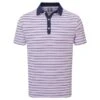 FootJoy Gents Accented Stripe Lisle Shirt Lavender - White - Navy -FootJoy Store P 88367FJGENTSACCENTEDSTRIPELSHIRTLAVWHITENAVY L