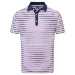FootJoy Gents Accented Stripe Lisle Shirt Lavender - White - Navy