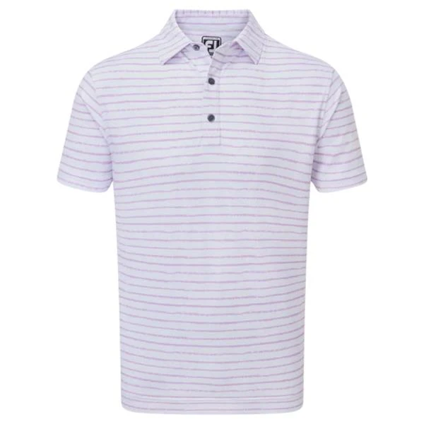 FootJoy Gents Chalk Line Pique Shirt White - Lavender 3 FootJoy Gents Chalk Line Pique Shirt White - Lavender