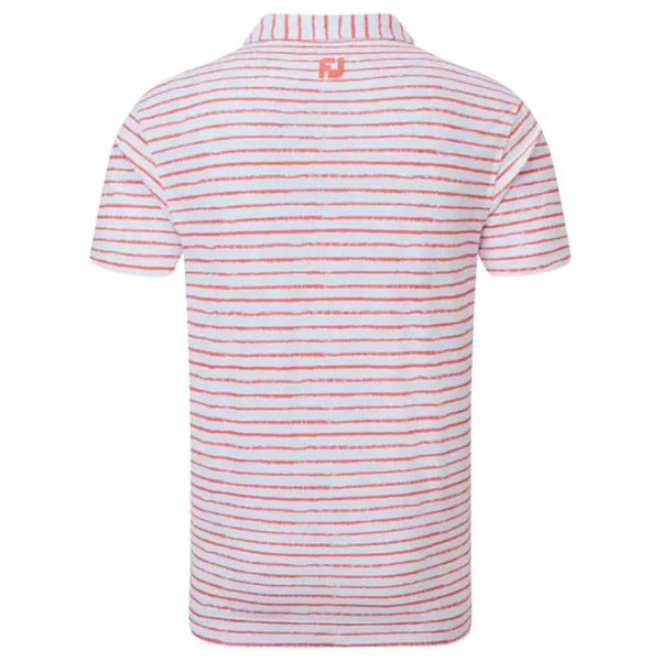 FootJoy Gents Chalk Line Pique Shirt White - Coral 4 FootJoy Gents Chalk Line Pique Shirt White - Coral - Image 2