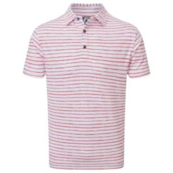FootJoy Gents Chalk Line Pique Shirt White - Coral