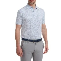 FootJoy Gents Granite Print Lisle Shirt White -FootJoy Store P 88418FJGENTSGRANITEPRINTLISLESHIRTWHITE 6 L