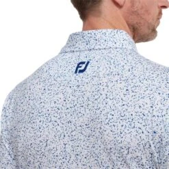FootJoy Gents Granite Print Lisle Shirt White -FootJoy Store P 88418FJGENTSGRANITEPRINTLISLESHIRTWHITE 7 L