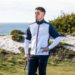Galvin Green Gents Livingston Short Sleeve Jacket White - Navy - Orange (13) -FootJoy Store P G1320GALVINGREENJACKETWHITENAVYORANGE13GENTS 2 L
