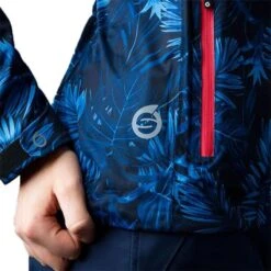 Ladies Tech-Lite Waterproof Jacket Navy Tropic Print -FootJoy Store P SUNLR80SUNLADIESTECHLITEWPJACKETNAVYTROPICPRINT 4 L