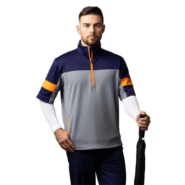 Gents Cortina Zip Neck Colour Block ½ Sleeve WindShirt Silver Marl - Navy - Lava 4 Gents Cortina Zip Neck Colour Block ½ Sleeve WindShirt Silver Marl - Navy - Lava - Image 2