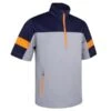 Gents Cortina Zip Neck Colour Block ½ Sleeve WindShirt Silver Marl - Navy - Lava